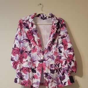 Floral Blazer with Pink and Purple Accents